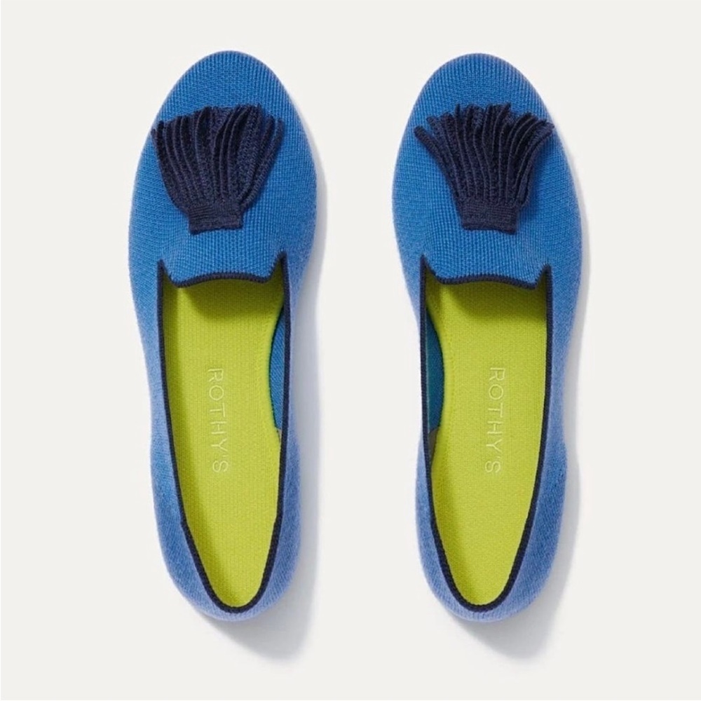 Rothy's Merino Tassel Loafer 10.5 Blue Women's Mule Slip On Flat New Rothys Shoe